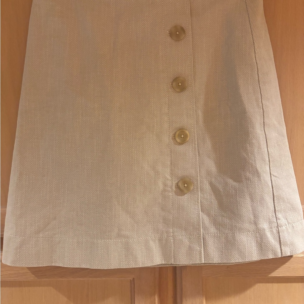 Ann Taylor Cream A-Line Skirt with Button Detail - Picture 5 of 7